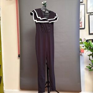 ModCloth black jumpsuit with sailor collar
